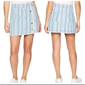 Jack by BB Dakota Skirt Ivanna Blue Striped Raw Hem Chambray Mini Size 2 NEW